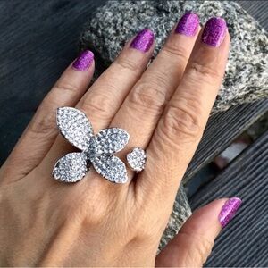 Floral CZ Open Ring Size 8